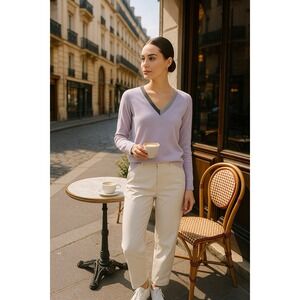 J Crew Sweater Womens S Purple Merino Wool V‎ Neck Lightweight Preppy Clean Girl